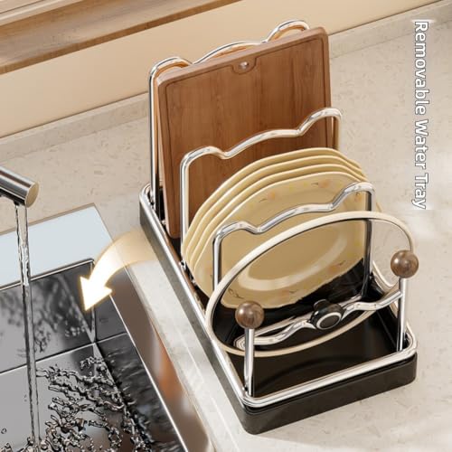 Soporte para tabla de cortar de acero inoxidable que elimina el desorden y acumulación de agua 4
