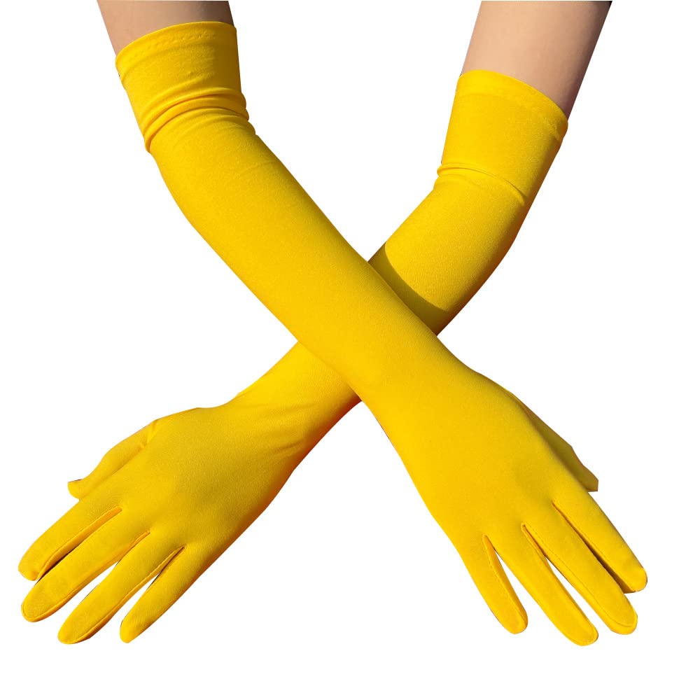 SYSUII Damen Lang Elastische Handschuhe, Sonnenschutzhandschuhe, Tanzhandschuhe für Halloween Karneval Fasching Fest Party, Frauen Mädchen