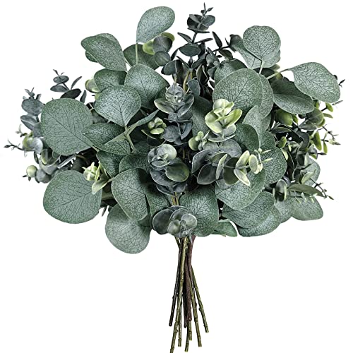 Winlyn 12 Pcs Mixed Eucalyptus Leaves Stems Bulk Artificial Eucalyptus Leaves Branches Grey Green Eucalyptus Stems For Vase Bouquet Wreath Floral Arrangement Wedding Season Holiday Greenery Home Decor #TOP27