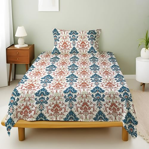 Image of Weave & Decor Cotton Bedsheet for Single Bed 90x60 Inches Soft and Breathable, Includes 1 Pillow Cover 20x30 Inches