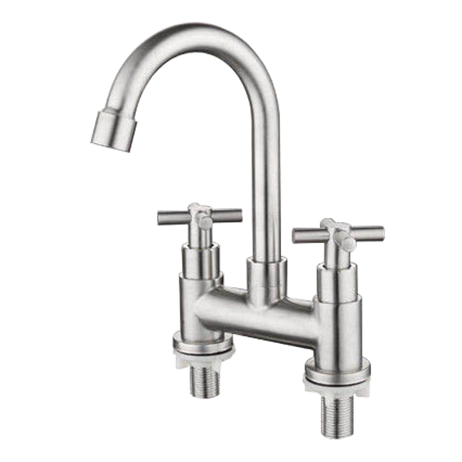 ZYCHSJXA Kitchen Sink Mixer Taps 2 Hole Dual Lever Rotatable Bridge Tap Stainless Steel