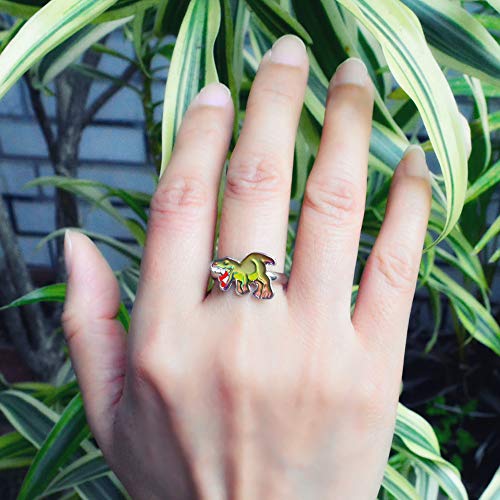 Dinosaur Color Change Kids T-Rex Mood Ring Gift for Boys Girls Size Adjustable4