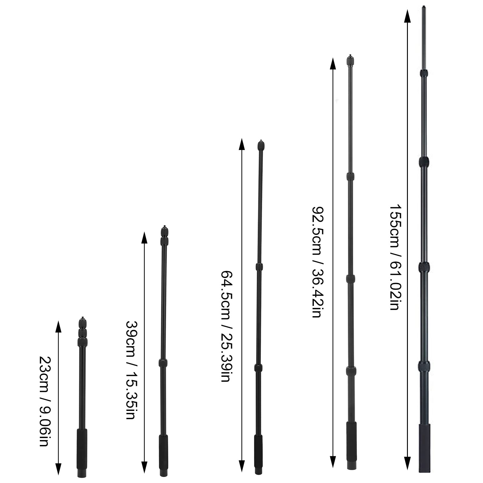 Mic Boom Pole, Mic Boom Arm Tornillo de 1/4 pulgadas Sistema de bloqueo de aleación de aluminio para aplicaciones de TV para la producción de vídeo para entrevistas (5 nodos)