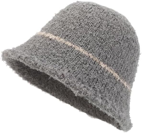 Plush Warm Bucket Hat Basin Hat Fisherman Hat Women Round Top Wide Brim Hat for Travel Camping