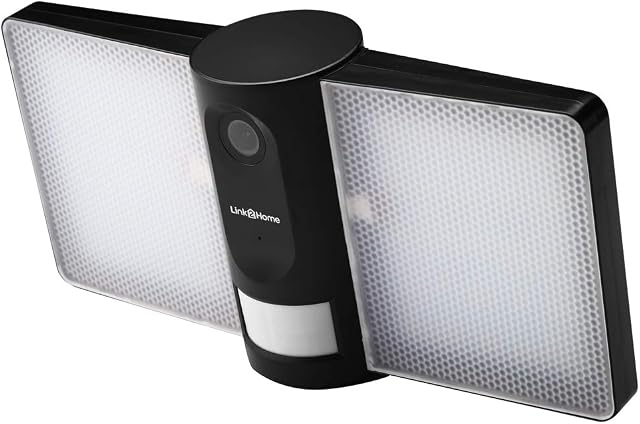 Link2Home Outdoor Floodlight with Camera, Alarm, and PIR  FloodlightCam Motion Sensor Home Security in the Garden, Garage, Car Park