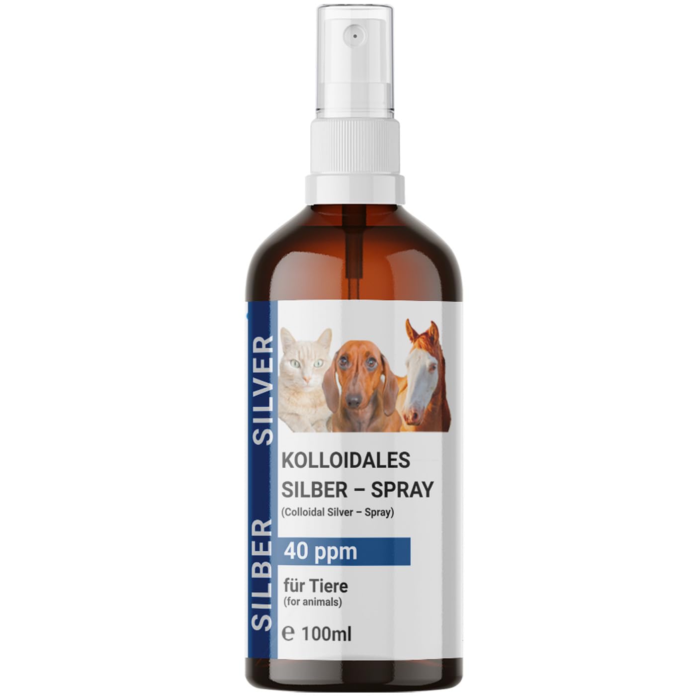 BMUT 1x 100ml Kolloidales Silberspray für Haustiere – Hund, Katze, Pferd – Wundspray – Gegen Juckreiz– Milben – 40 ppm