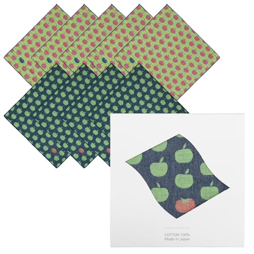 オルタ(oruTa) ガーゼハンカチ 10枚セット ギフト 個包装 yori レディース プチギフト プレゼント 紙パッケージ リバーシブル 日本製 お祝い 綿100% 25×25cm リンゴとトマト