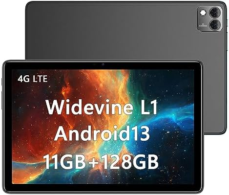 DOOGEE T10S Tablet (2023), 11GB RAM 128GB ROM (TF 1TB) Octa-Core, Batteria 6600mAh, 10.1 Pollici TÜV SÜD, Dual 4G LTE/SIM, Fotocamera 8MP 5MP, Android 13, GPS Gesichts-ID OTG Widevine L1