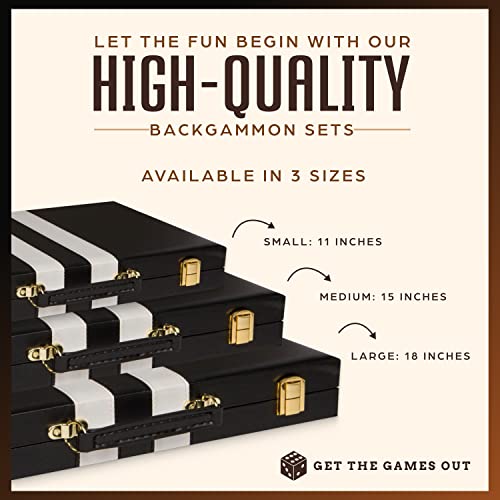 Get The Games Out Backgammon Set, Classic Board Game Case, 2 Players, Includes Strategy & Tip Guide, Perfect for Parties and Family Game Nights - Large, Black by Get The Games Out - Used condition - Image 3