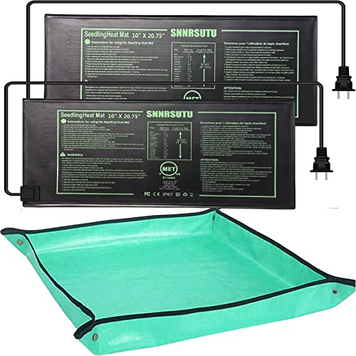 SNNRSUTU Seedlings Heat Mat 2 Pack 10 x 20.75 Inch IP67 MET StandardSeed Plant Propagation Mat Warmth Plant Hydroponic Heating Pad ,Freebie Waterproof Gardening Mat