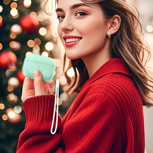 Image of for Airpods Pro 2 Case with Cleaner Kit, Crystal Clear Cover | Highly Transparent Anti-Yellowing TPU,Shockproof,Scratch-Resistant,Travel-Ready Keychain Cover for Work,Gym,Green