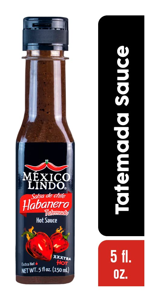 Mexico Lindo Habanero Hot Sauce Xxxtra Hot | 83,200 Scoville Level | Mix of Habanero, Tatemados & Spices | Perfect for Quesadillas, Soups & Nachos | 5 Fl Oz Bottles (Pack of 6)
