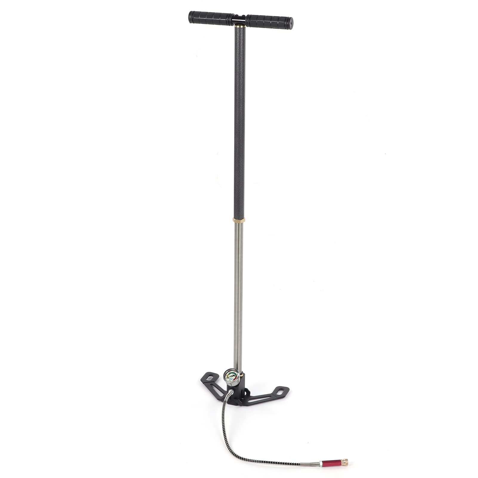 Pompa powietrza PCP, 3-stopniowa pompa ręczna PCP, wysokociśnieniowa pompa powietrza 4500 psi z manometrem, wielofunkcyjna pompa do pistoletu pneumatycznego, ze stali nierdzewnej PCP do PCP,