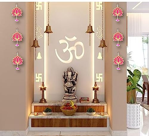 Image of True Decor Lotus Hanging Diwali Latkan for Home Decoration Pooja Room Decoration Pack of 12