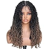 YOKABOOM Ombre Brown 13x6 Braid Wig Ash Brown Butterfly Locs Crochet Hair Lace Front Wig with Baby Hair Soft Fluffy Goddess Braid (Cool Tea)