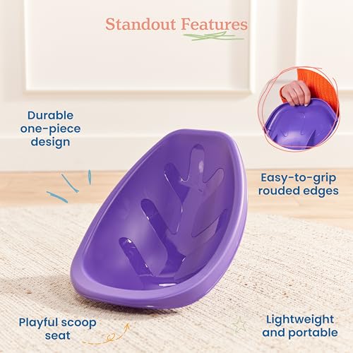 Image of ECR4Kids Plastic Leaf Scoop Floor Rocker Seat, Classroom Furniture, Purple, 6-Piece
