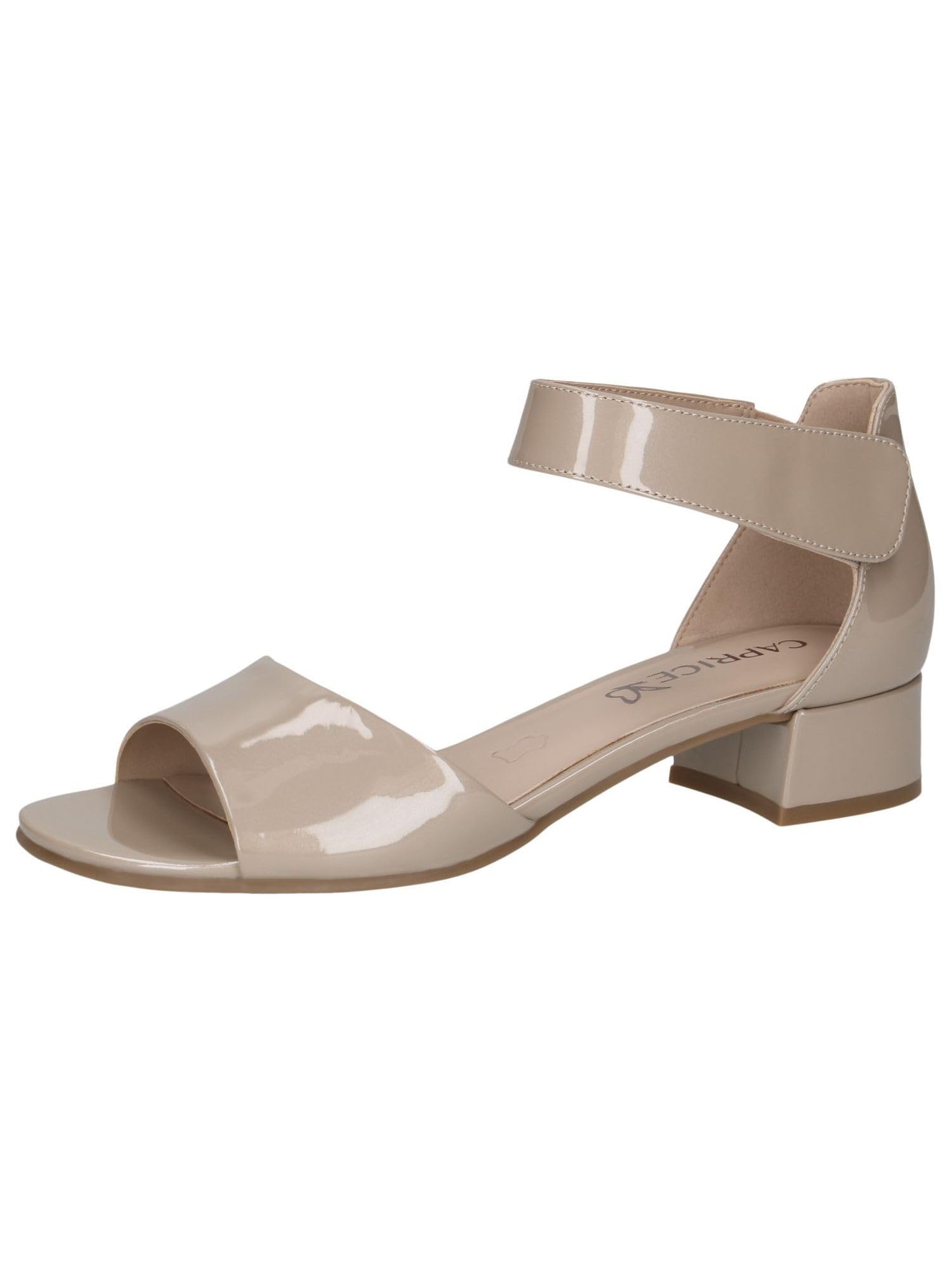 CAPRICE Women Sandals with Heel Leather Straps, Beige (Beige Patent), 6 UK