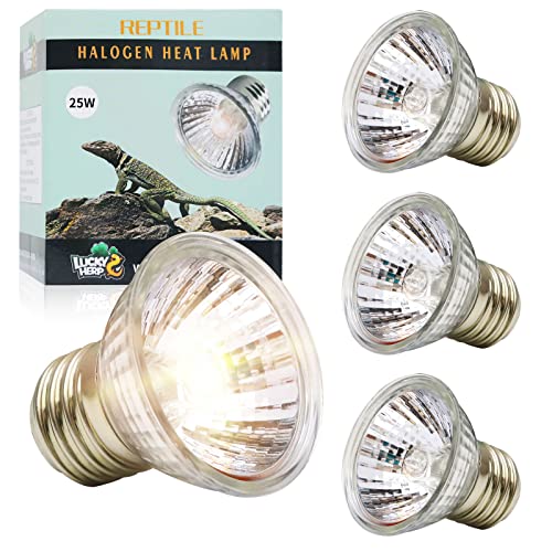 Image of LUCKY HERP 4 Pack 25W UVA UVB Reptile Light Bulbs, Heat Lamp Bulbs for Reptiles and Amphibians, Basking Light Bulb for Turtle, Bearded Dragon, Lizard Heating Use