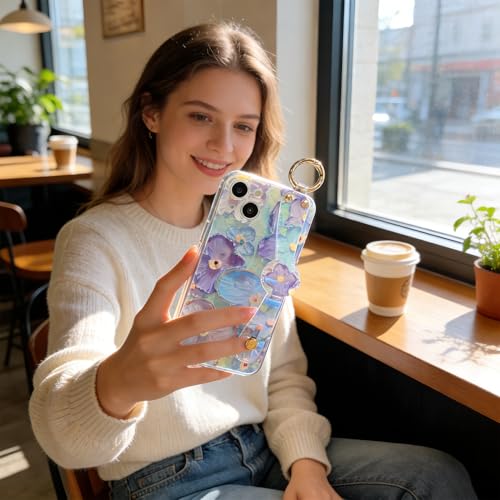Coque iPhone 15 anti-chute avec boucle réglable contre les risques de casse