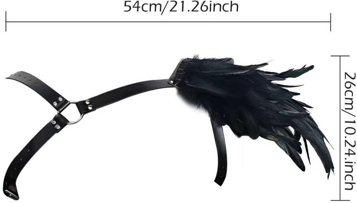 L'VOW Gothic Feather Shoulder Armor for Men Leather Harness Medieval Guards Halloween Cosplay Costume - Image 5
