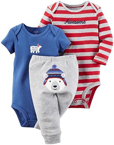 Carter's Baby Boys 3 Pc Back Art 126g422, Heather, NB