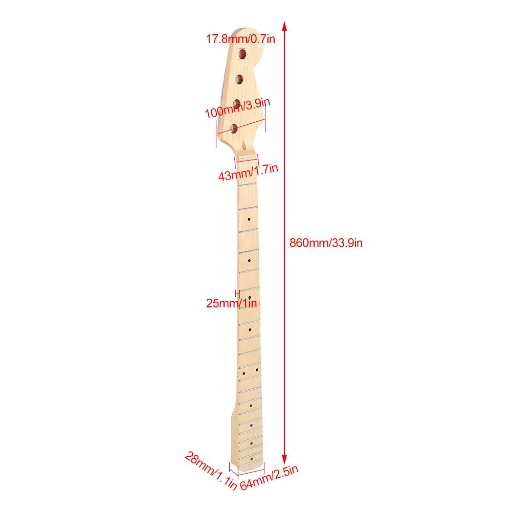 Amazon.co.jp: ベースギターネック 4弦21フレットカナディアンメープル