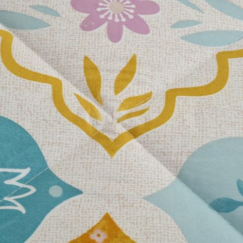 Image of VOMZER Super Soft Microfiber All-Season King Size AC Comforter (90x95 Inches) | Duvet for Double Bed with 1 Flat Bedsheet (90x100 Inches) 2 Pillow Covers | 4 Piece Comforter Bedding Set Bird Flower