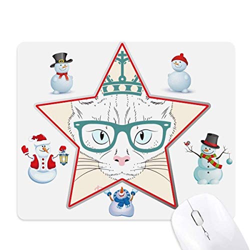 Tapis de souris chat blanc lunettes soleil et couronne de princesse pour bureau
