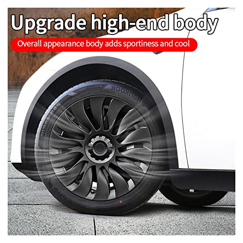 Compatible With Tesla Model Y 19-Inch Storm Wind Style Hub Cover Replacement Car Wheel Hubcap Kit Exterior Decoration Protection Accessories ( Color : Plane Matte Black ) #TOP3