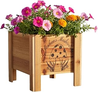 Custom Engraved Personalized Small Cedar Planter Box – Handmade Wooden...