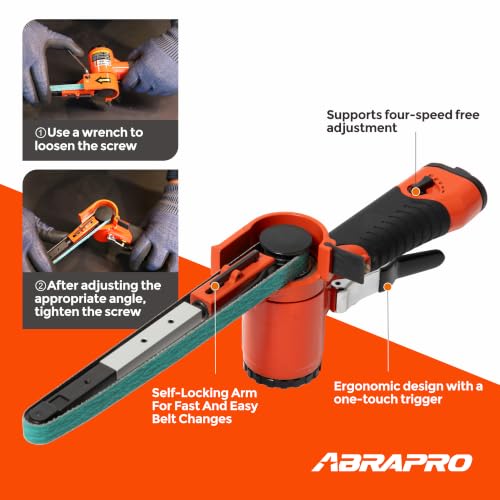 Image of 1 /2 inchx18 inch Air Belt Sander | ABRAPRO Mini Pneumatic Belt Sander for Woodworking, Iron, Metal, stainless steel