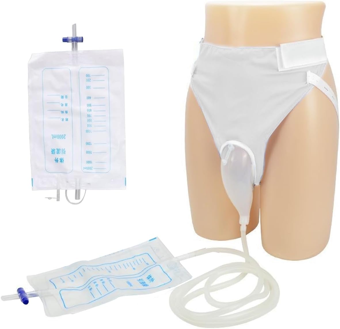 Wearable Urinal for Men, Protable Male Urine Collection Bag, Reusable Silicone Urine Bag, External Catheter for Men, Elderly Urinal, Male