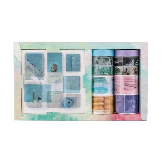 Zeruci Retro Stamp World Washi Craft Masking Tape & Sticker Gift Box | 10 Washi Rolls & 10 Washi Sticker Sheets | For DIY, BUJO Journal, Scrapbook, Dear Diary at Rs. 499