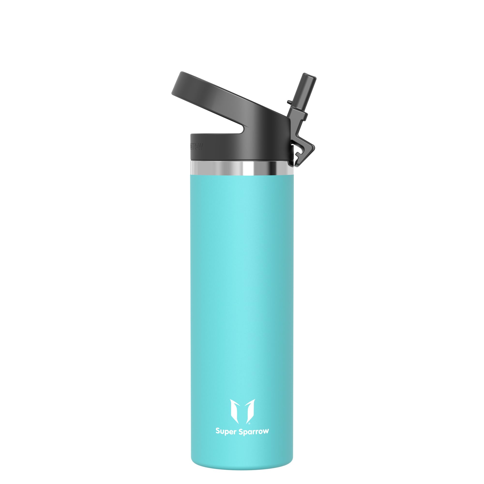 Super Sparrow Water Bottle Insulated - 750ml - Wide Mouth Metal Bottle - Wide Mouth SwivelSip Flask - BPA Free, Leak Proof - Ergonomic Straw Water Bottles for Work, Gym, Travel, Sports