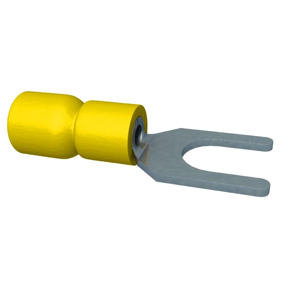 cosses fourche pour vis de 4 mm jaune - boite de 100