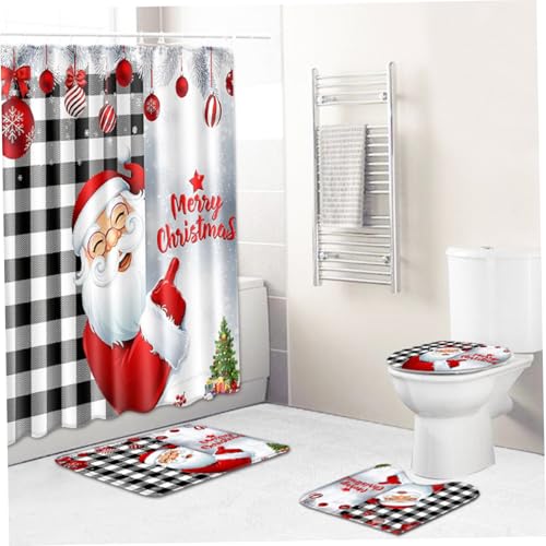 Rideau de douche Noël avec tapis de bain pour illuminer votre salle de bain