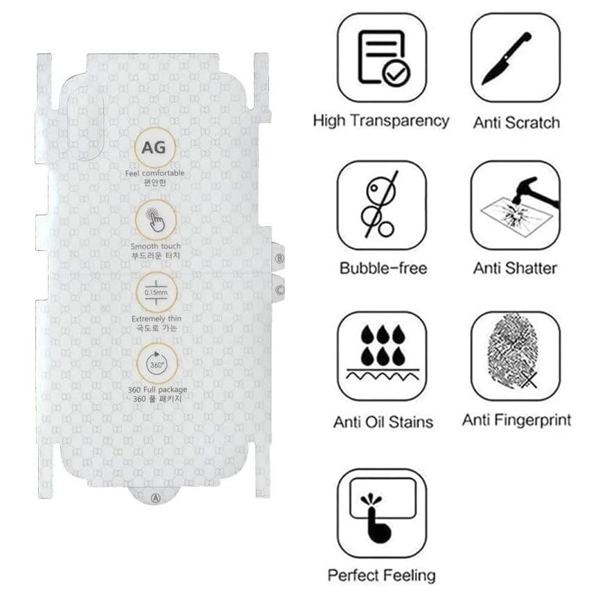 Image of DD SON Matte Finish Full Body Cover Back Protector Compatible with iPhone XR | Unbreakable Membrane Scratch Guard Full Fit Protective, Case Friendly, (Back & Side) (Pack of 1)