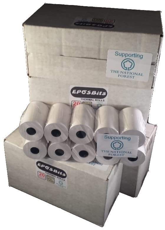 Lot de 80 rouleaux de grande taille pour bureau Ingenico 5000 Desk5000 Terminal de cartes de crédit 5000 – 80 rouleaux – 4 boîtes (puce et broche)