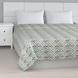 Dekoria Colcha acolchada a rayas Colcha de cama con patrón geométrico en tonos pastel azul claro y merengue