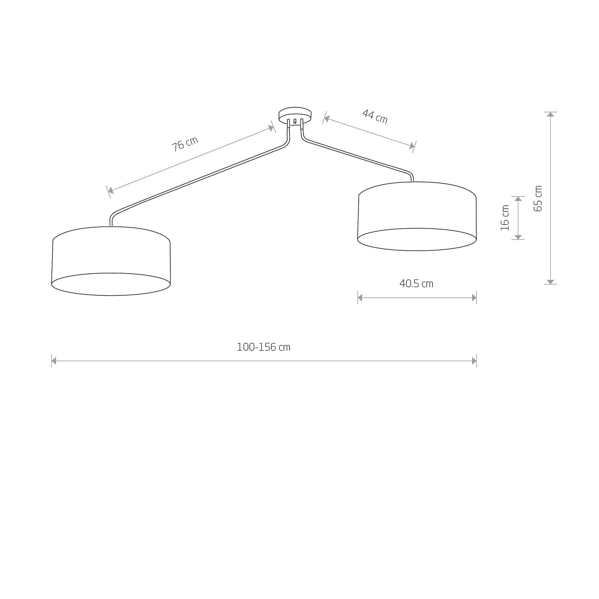 Licht-Erlebnisse XXL Deckenlampe Weiß verstellbar 100-156cm lang Stoffschirm 6x E27 KELLEY Deckenleuchte Schlafzimmer