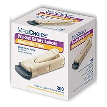 MediChoice Disposable Lancet, Pressure Activated, Single Use, 21 Gauge, 2. mm Depth, Gray, 1314MC5060 Box of 200