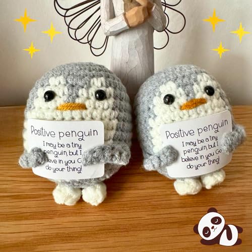Image of Cute Emotional Support Crochet Toys Handmade Gifts with Message for Women Men Friends Coworkers, Birthday Christmas Valentine's Gift (Penguin)
