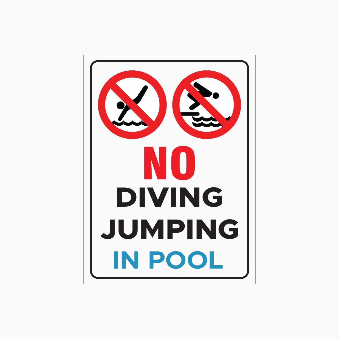 No Diving Or Jumping In Pool Sign L9142, 12x8 Inch Metal Tin Sign, Pool Area Prohibition Safety Sign