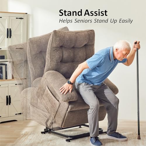 Roomark Relaxsessel Elektrisch mit 3 Motoren,Fernsehsessel mit Liegefunktion,Sessel mit Aufstehhilfe für Senior,Seniorensessel mit Fernsteuerung,TV Sessel Wohnzimmer,relaxliege,Recliner Chair (Braun) – Bild 5