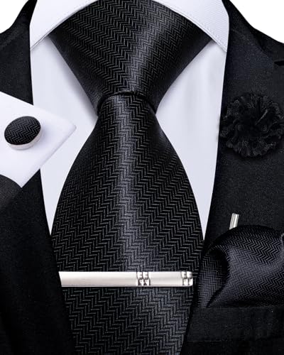 Image of DiBanGu Silk Zipper Ties for Men, Formal Pre-tied Necktie | Adjustable Tie,6PCS,Various Design Styles,Jacquard Woven,Skin-friendly,Practical Gift,Great for Wedding Party,Business Formal