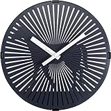NeXtime Designer Wanduhr Walking Horse, mit optischer Illusion - Pferd läuft, 3218 Schwarz 30 x 7 x 30