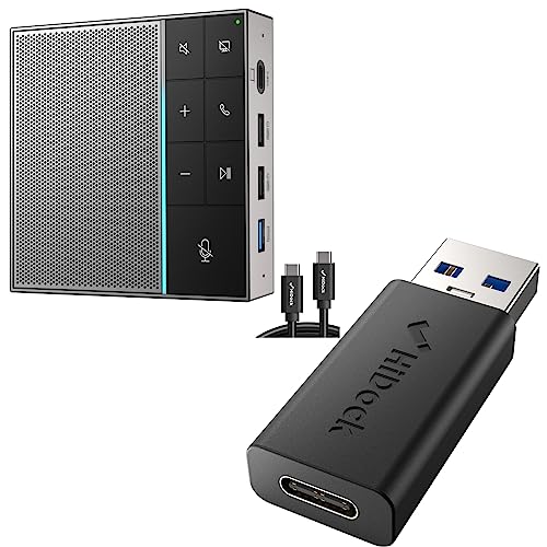 HiDock Dock Station Style Conferen Speakerphone with 1 USB to USB Adapter