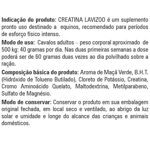 2 Creatina Suplemento Alimentar Para Cavalos 500 Gr Lavizoo