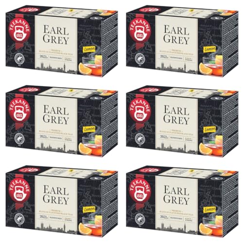 Jarra de té Earl Grey Lemon – Té negro con bergamota y limón – 6 x 20 (Dekond gift)