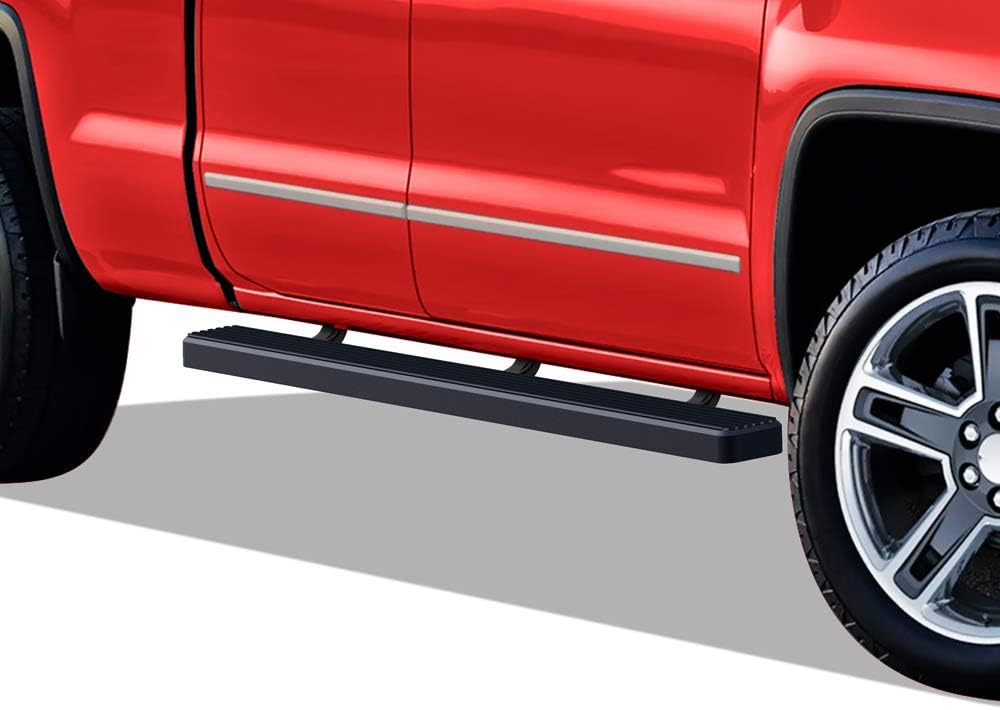 APS Premium 4in Black Running Boards Compatible with Silverado Sierra Double Cab 07-18
